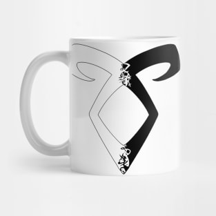 Shadowhunters rune / The Mortal Instruments - Angelic power rune half solid half silhouette (black) - Clary, Alec, Izzy, Jace, Magnus - Malec - Parabatai Mug